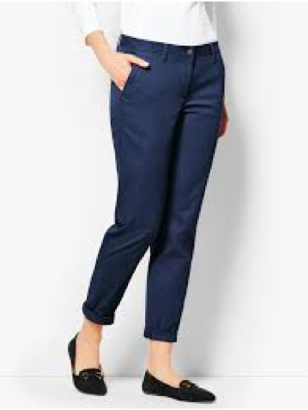 Talbots Blue Girlfriend Chino Seersucker Textured Cotton Pants size 12